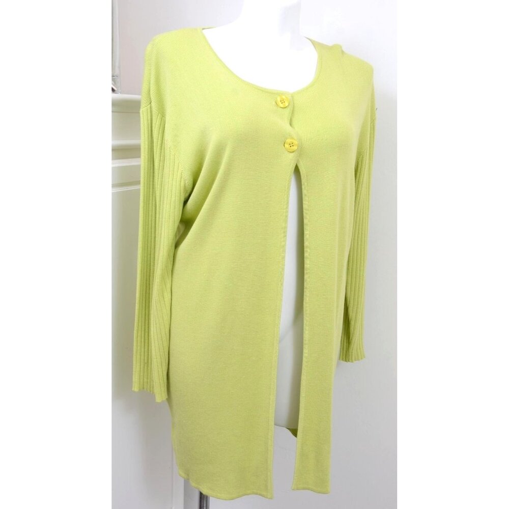 APART‎ Green Cotton Blend Open Cardigan Knee Length Sweater XL